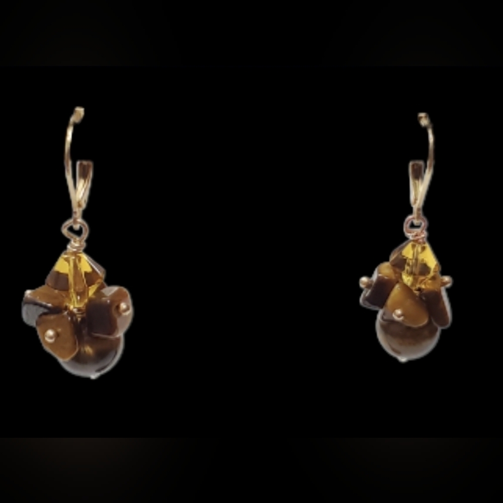 Genuine Tiger's Eye Dangle Earrings